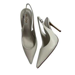 Aldo Stessysling Sling Back High Heels in White Bone